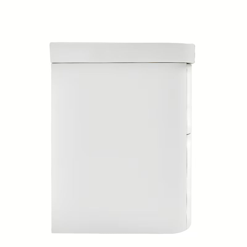 Viseća ormarić s umivaonikom SAT Fusion u mat bijeloj boji s obrubom u dekoru oraha i sjajnim bijelim umivaonikom