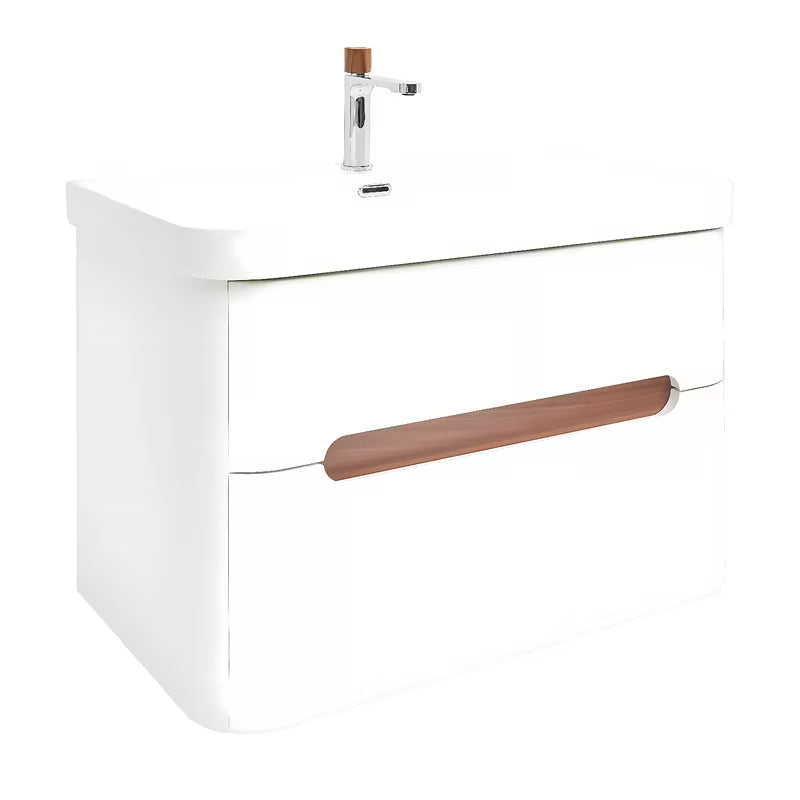 Viseća kupaonski ormarić SAT Fusion s keramičkim umivaonikom u mat bijeloj izvedbi