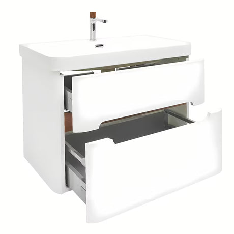 Viseća kupaonski ormarić SAT Fusion s keramičkim umivaonikom u mat bijeloj izvedbi