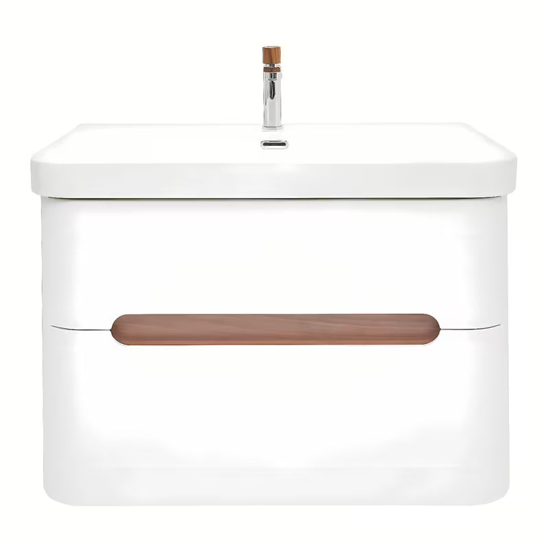 Viseća kupaonski ormarić SAT Fusion s keramičkim umivaonikom u mat bijeloj izvedbi