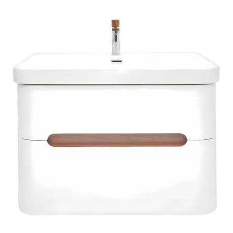 Viseća kupaonski ormarić SAT Fusion s keramičkim umivaonikom u mat bijeloj izvedbi