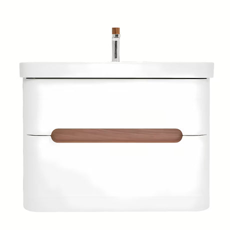 Viseća kupaonski ormarić SAT Fusion s keramičkim umivaonikom u mat bijeloj izvedbi