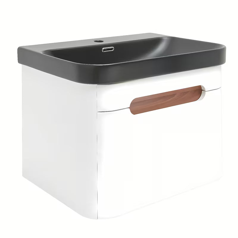 Viseća kupaonski ormarić s umivaonikom SAT Fusion u mat bijeloj boji sa zaobljenim rubovima