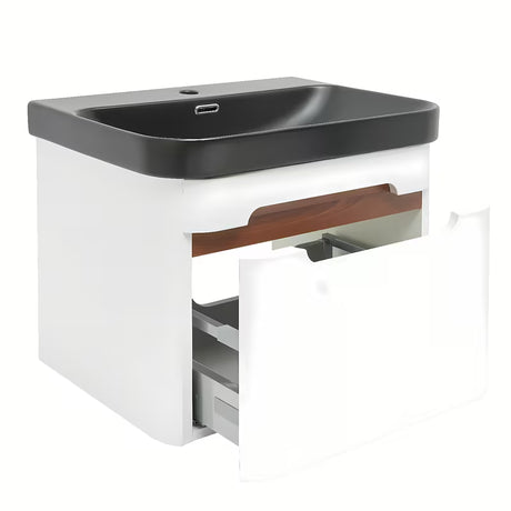 Viseća kupaonski ormarić s umivaonikom SAT Fusion u mat bijeloj boji sa zaobljenim rubovima