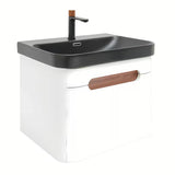 Viseća ormarić s umivaonikom SAT Fusion u mat bijeloj boji sa zaobljenim rubovima i ladicom