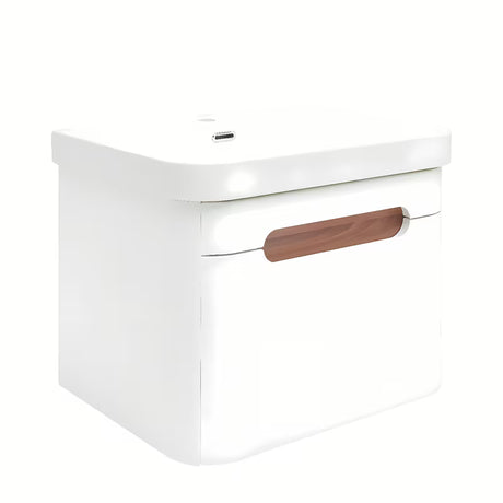 Viseća kupaonski ormarić SAT Fusion s keramičkim umivaonikom u mat bijeloj boji