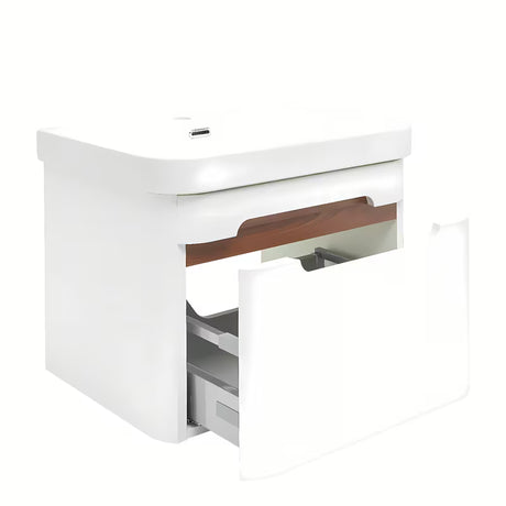 Viseća kupaonski ormarić SAT Fusion s keramičkim umivaonikom u mat bijeloj boji