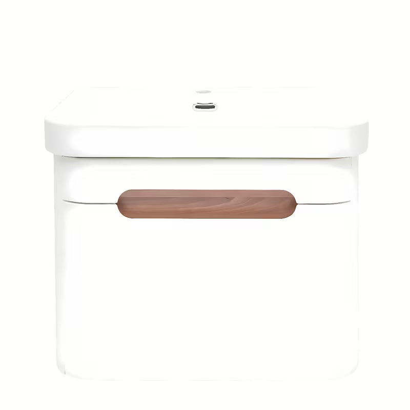 Viseća kupaonski ormarić SAT Fusion s keramičkim umivaonikom u mat bijeloj boji