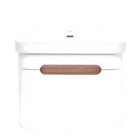 Viseća kupaonski ormarić SAT Fusion s keramičkim umivaonikom u mat bijeloj boji