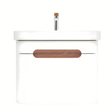 Viseća kupaonski ormarić SAT Fusion s keramičkim umivaonikom u mat bijeloj boji s utičnicom.