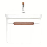 Viseća kupaonski ormarić SAT Fusion s keramičkim umivaonikom u mat bijeloj boji s utičnicom.