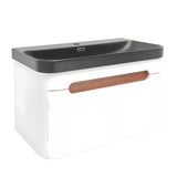 Viseća ormarić s umivaonikom SAT Fusion u mat bijeloj boji s mat crnim umivaonikom