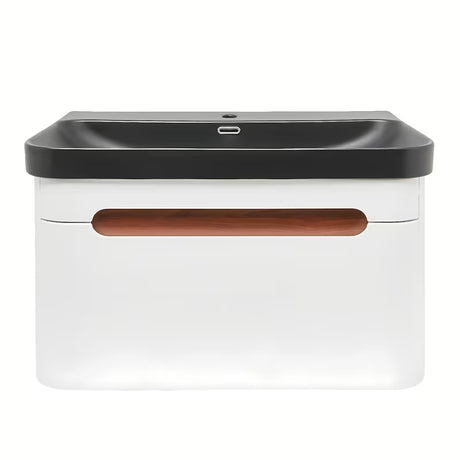 Viseća ormarić s umivaonikom SAT Fusion u mat bijeloj boji s mat crnim umivaonikom