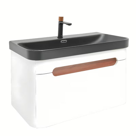 Viseća ormarić SAT Fusion s umivaonikom za namještaj u mat bijeloj i mat crnoj boji