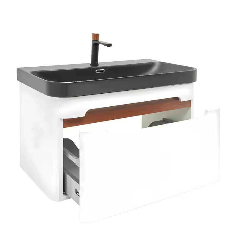 Viseća ormarić SAT Fusion s umivaonikom za namještaj u mat bijeloj i mat crnoj boji