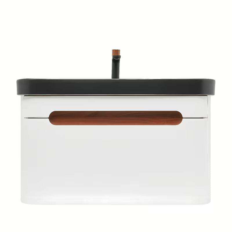 Viseća ormarić SAT Fusion s umivaonikom za namještaj u mat bijeloj i mat crnoj boji