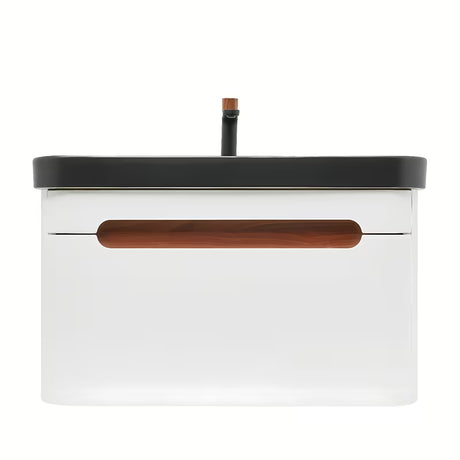 Viseća ormarić SAT Fusion s umivaonikom za namještaj u mat bijeloj i mat crnoj boji