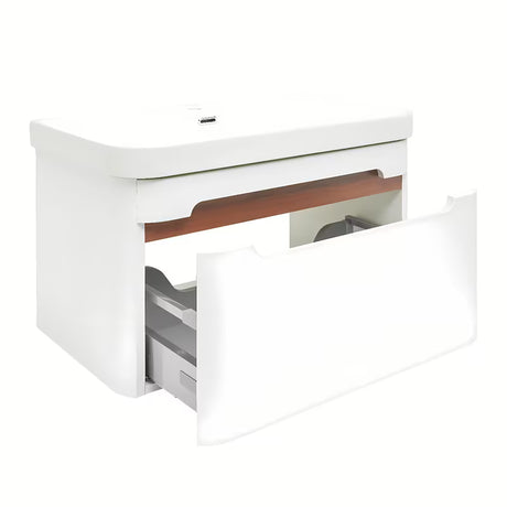 Viseća kupaonski ormarić SAT Fusion s keramičkim umivaonikom u mat bijeloj izvedbi