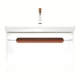 Viseća kupaonski ormarić SAT Fusion s keramičkim umivaonikom u mat bijeloj izvedbi