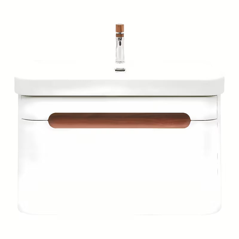 Viseća kupaonski ormarić SAT Fusion s keramičkim umivaonikom u mat bijeloj izvedbi