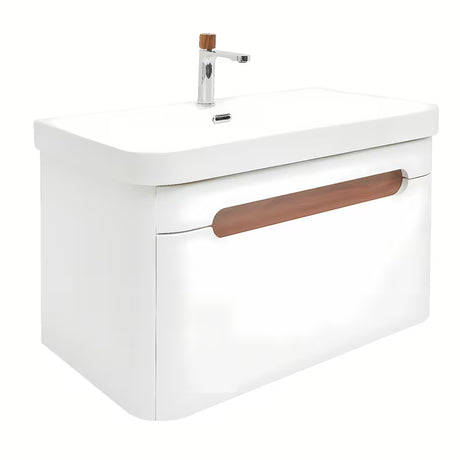 Viseća kupaonski ormarić SAT Fusion s keramičkim umivaonikom u mat bijeloj boji