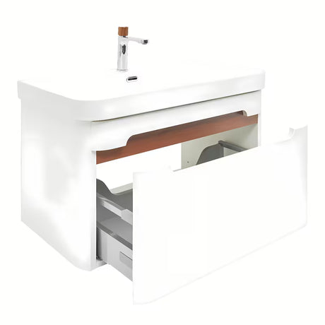 Viseća kupaonski ormarić SAT Fusion s keramičkim umivaonikom u mat bijeloj boji