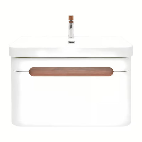 Viseća kupaonski ormarić SAT Fusion s keramičkim umivaonikom u mat bijeloj boji