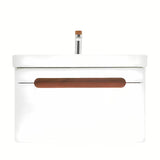 Viseća kupaonski ormarić SAT Fusion s keramičkim umivaonikom u mat bijeloj boji