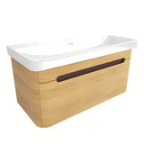 Viseća kupaonski ormarić SAT Fusion s keramičkim umivaonikom u dekoru medni hrast