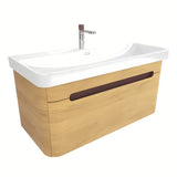 Viseća kupaonski ormarić SAT Fusion s umivaonikom u dekoru medni hrast