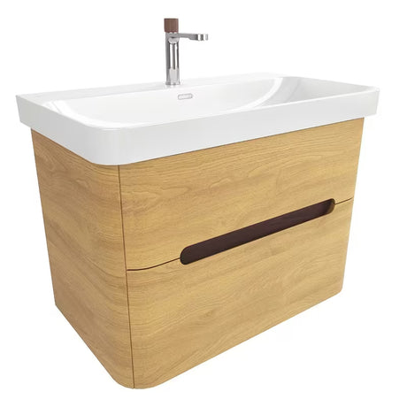 Viseća ormarić s umivaonikom SAT Fusion 77,5x53x45 cm u dekoru medenog hrasta