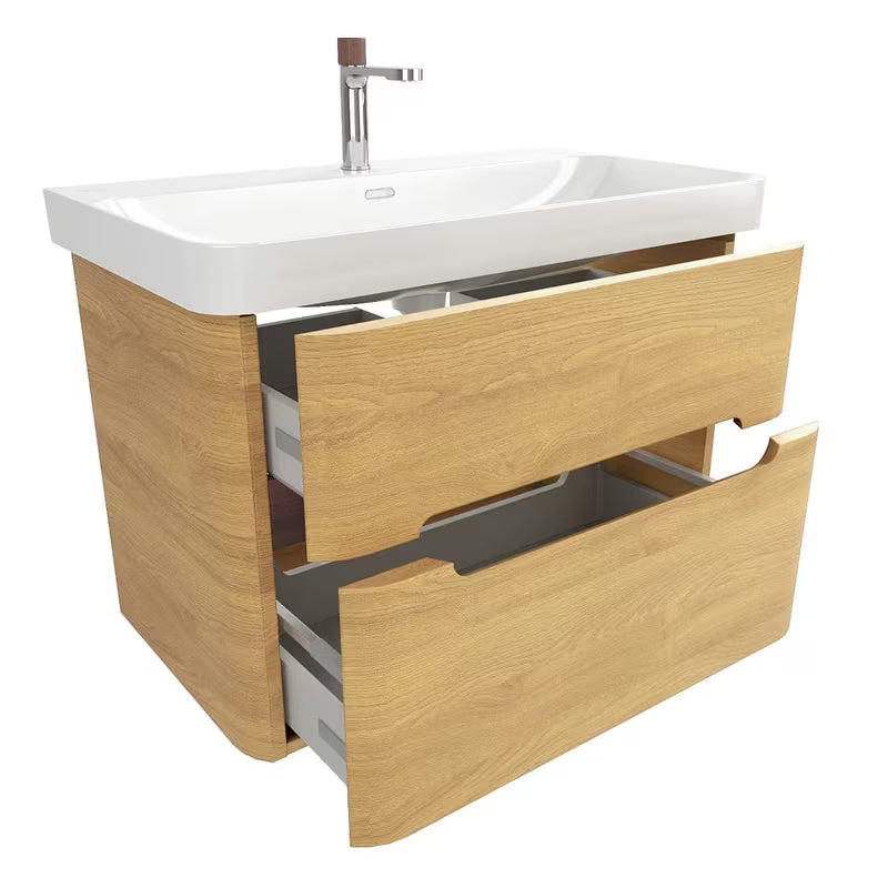 Viseća ormarić s umivaonikom SAT Fusion 77,5x53x45 cm u dekoru medenog hrasta