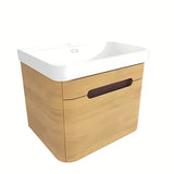 Viseća kupaonski ormarić SAT Fusion s umivaonikom u dekoru medni hrast i bijelom sjaju