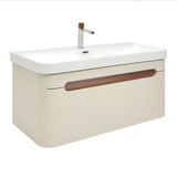 Viseća kupaonski ormarić SAT Fusion s umivaonikom u mat pješčano bež boji