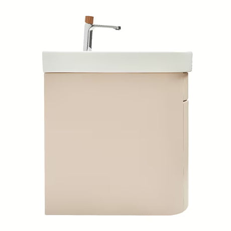 Viseća kupaonski ormarić SAT Fusion s umivaonikom u mat pješčano bež boji