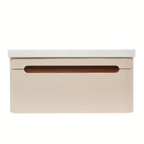 Viseća kupaonski ormarić s keramičkim umivaonikom SAT Fusion u mat pješčano bež boji