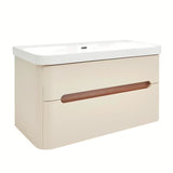 Viseća kupaonski ormarić SAT Fusion s umivaonikom za namještaj u mat pješčano bež i mat bijeloj boji