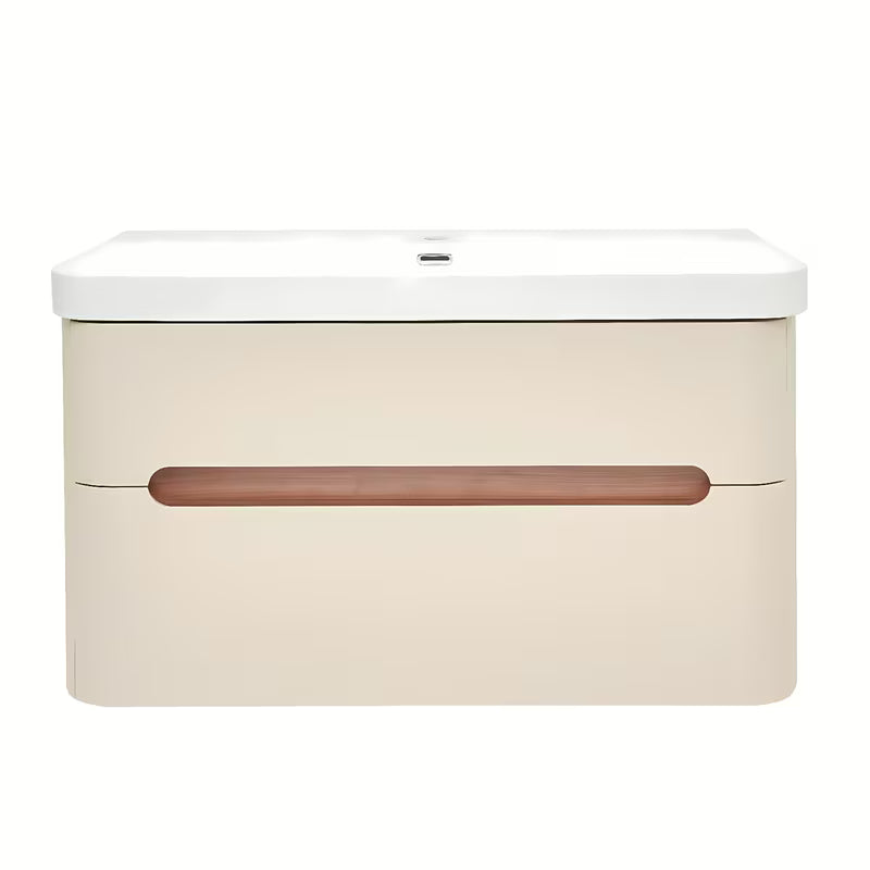 Viseća kupaonski ormarić s umivaonikom SAT Fusion u mat pješčano bež boji