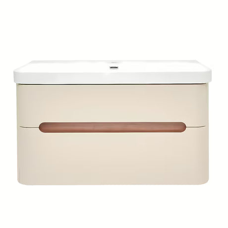 Viseća kupaonski ormarić s umivaonikom SAT Fusion u mat pješčano bež boji