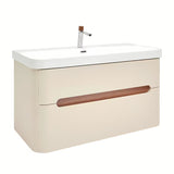 Viseća ormarić s umivaonikom SAT Fusion u mat pješčano bež boji, 97,5x53x45 cm