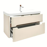 Viseća ormarić s umivaonikom SAT Fusion u mat pješčano bež boji, 97,5x53x45 cm