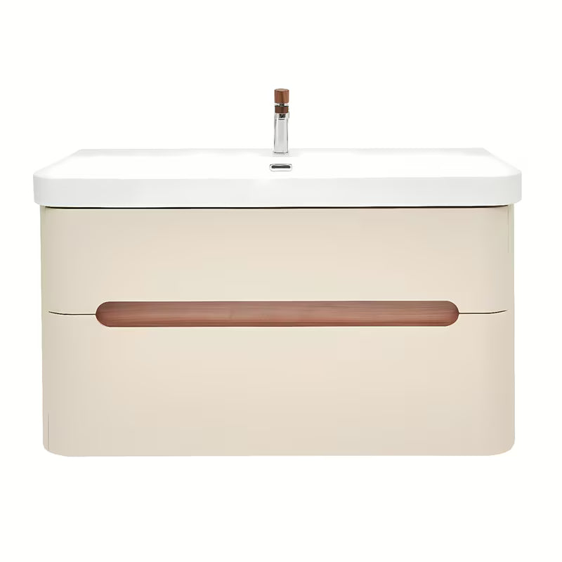 Viseća ormarić s umivaonikom SAT Fusion u mat pješčano bež boji, 97,5x53x45 cm