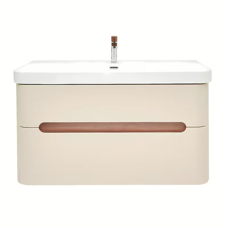 Viseća ormarić s umivaonikom SAT Fusion u mat pješčano bež boji, 97,5x53x45 cm