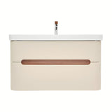 Viseća ormarić s umivaonikom SAT Fusion u mat pješčano bež boji, 97,5x53x45 cm