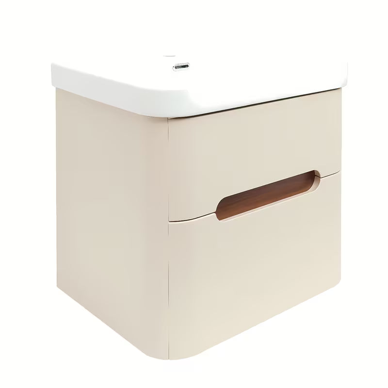 Viseća kupaonski ormarić s umivaonikom SAT Fusion u mat pješčano bež boji