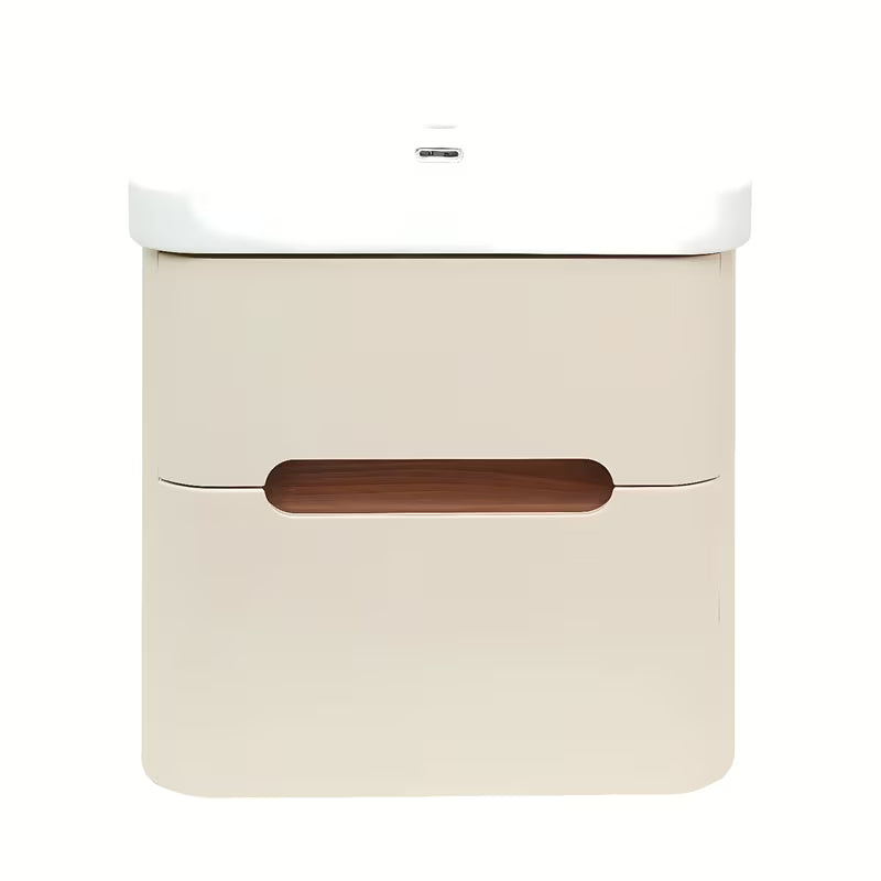 Viseća kupaonski ormarić s umivaonikom SAT Fusion u mat pješčano bež boji