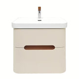 Viseća ormarić s umivaonikom SAT Fusion u mat pješčano bež boji s dvije ladice