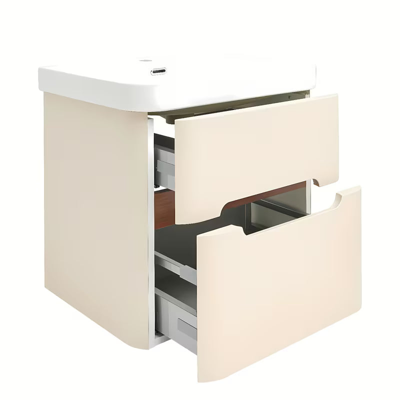 Viseća ormarić s keramičkim umivaonikom SAT Fusion u mat pješčano bež boji