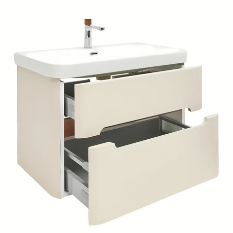 Viseća ormarić s umivaonikom SAT Fusion u mat pješčano bež boji s dvije ladice