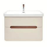 Viseća ormarić s umivaonikom SAT Fusion u mat pješčano bež boji s dvije ladice